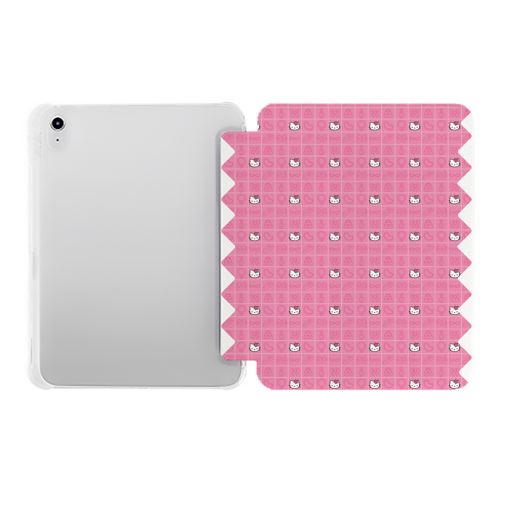 （画像用） Hello Kitty ハローキティ IPad ケース ペン収納付き 三つ折りスタンド PUレザー×シリコン 対応機種9.5/10.5/10.9インチ
